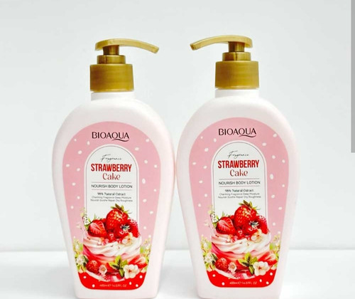 لوسیون بدن و صورت کیک توت فرنگی بوی بهشتی خوردنی اورجینال