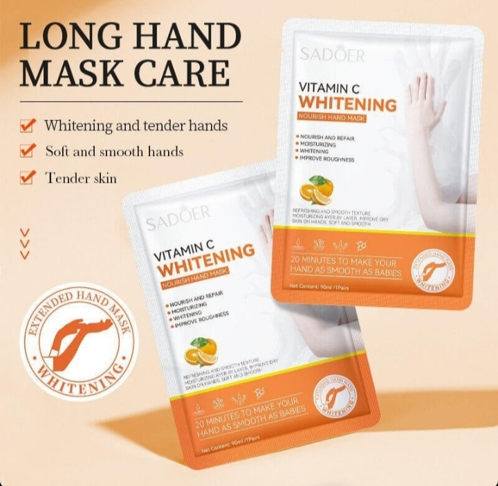 ماسک دست دستکشی بلند سفیدکننده و مغذی ویتامین C سادور
