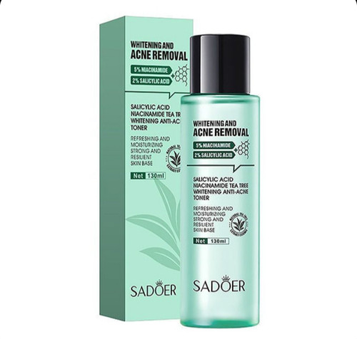 تونرحاوی2% سالیسیلیک حاوی 5%نیاسینامید حاوی عصاره درخت چای شاداب کننده پوست سفید کننده پوست